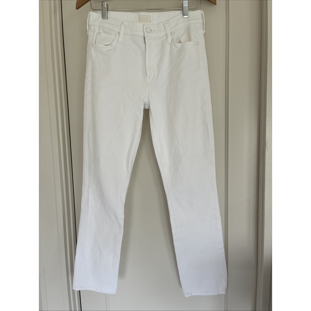 Women's Mother Mid Rise Dazzler Ankle Jeans 28 White Glass Slipper